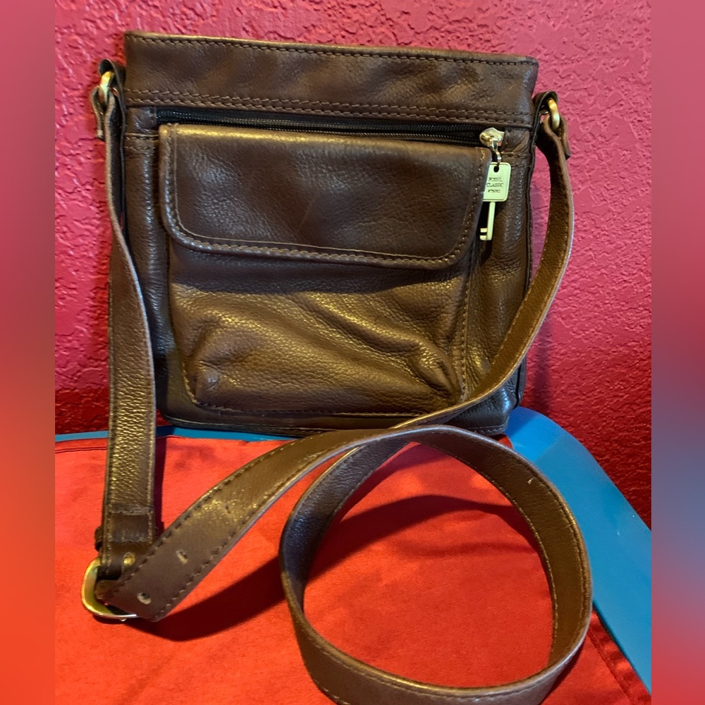 Vintage Fossil 75082 Leather Crossbody Handbag / Purse *Great Shape